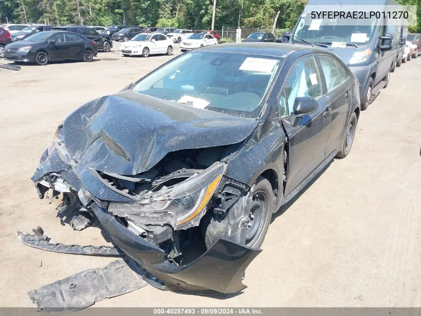 2020 Toyota Corolla Le VIN: 5YFEPRAE2LP011270 Lot: 40287493