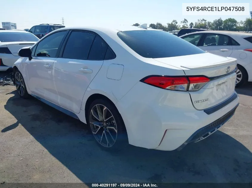 2020 Toyota Corolla Se VIN: 5YFS4RCE1LP047508 Lot: 40291197