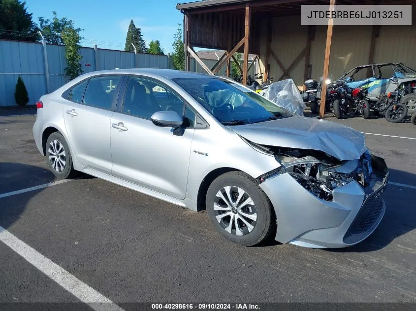 2020 Toyota Corolla Le VIN: JTDEBRBE6LJ013251 Lot: 40298616