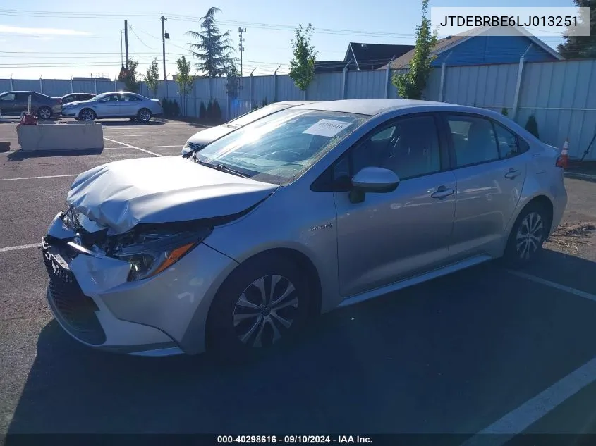 2020 Toyota Corolla Le VIN: JTDEBRBE6LJ013251 Lot: 40298616