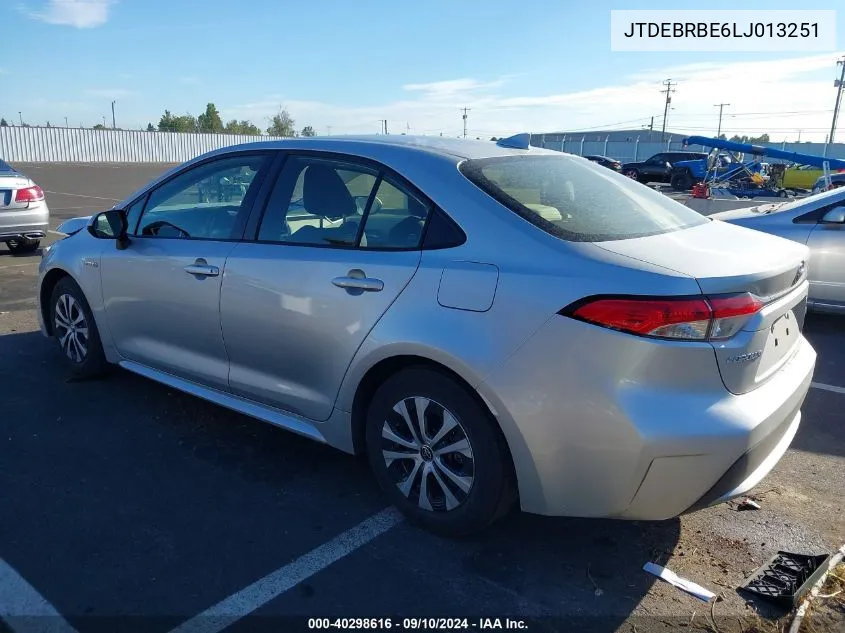 2020 Toyota Corolla Le VIN: JTDEBRBE6LJ013251 Lot: 40298616