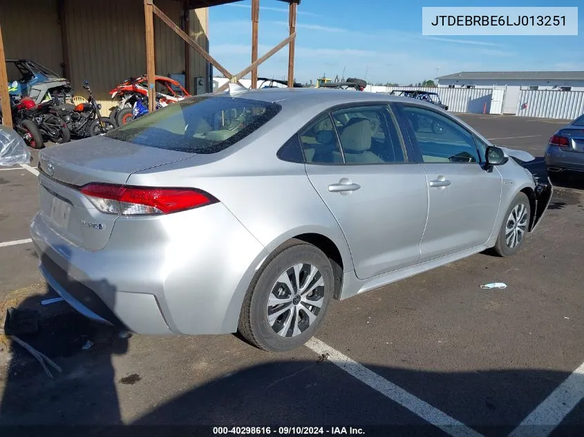 2020 Toyota Corolla Le VIN: JTDEBRBE6LJ013251 Lot: 40298616