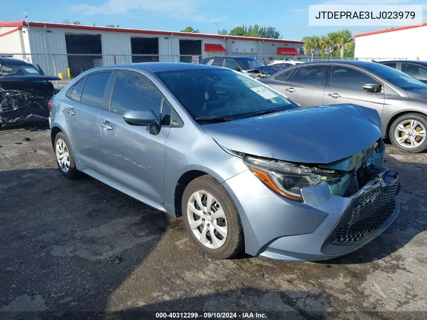 2020 Toyota Corolla Le VIN: JTDEPRAE3LJ023979 Lot: 40312299