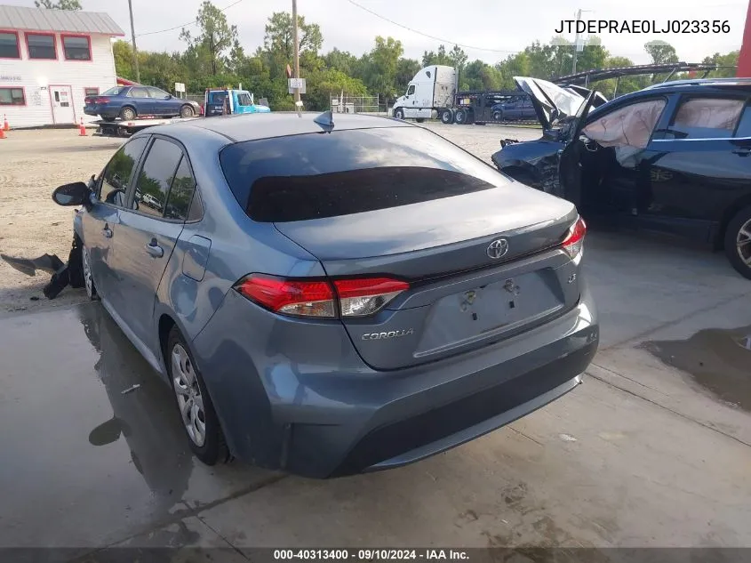 2020 Toyota Corolla Le VIN: JTDEPRAE0LJ023356 Lot: 40313400