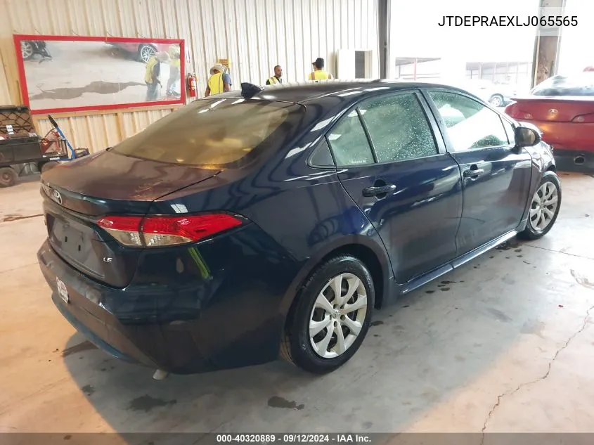 2020 Toyota Corolla Le VIN: JTDEPRAEXLJ065565 Lot: 40320889