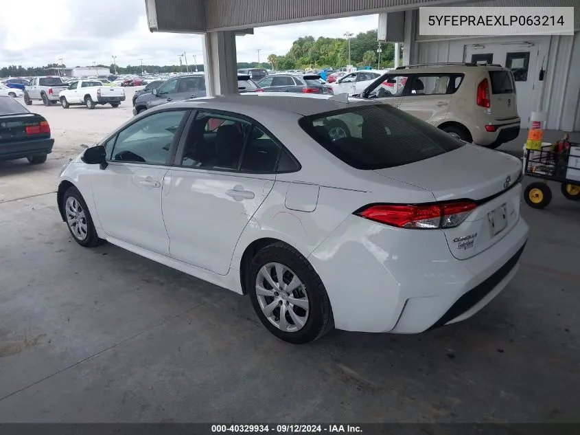 2020 Toyota Corolla Le VIN: 5YFEPRAEXLP063214 Lot: 40329934