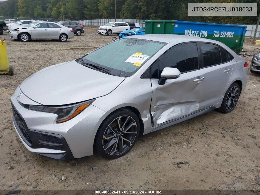 2020 Toyota Corolla Se VIN: JTDS4RCE7LJ018633 Lot: 40332641