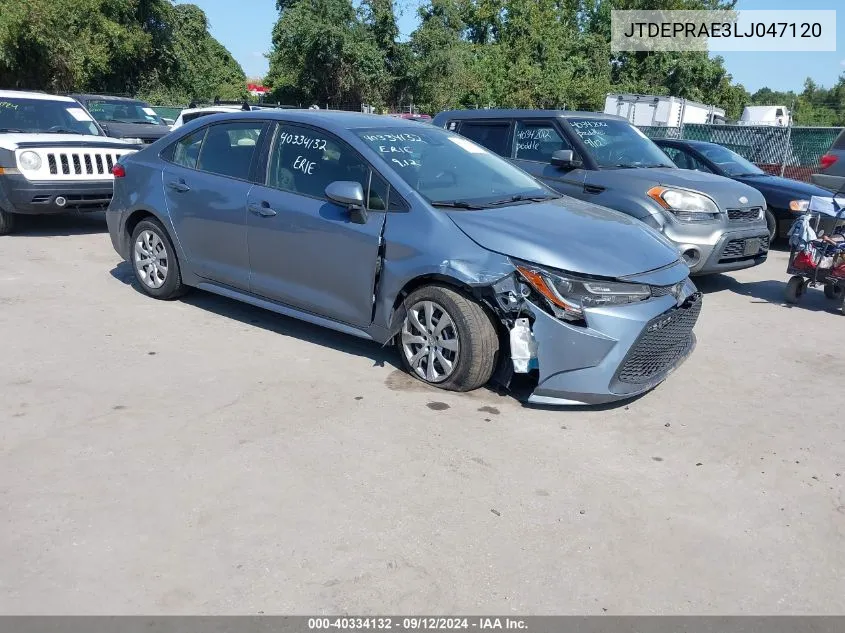 2020 Toyota Corolla Le VIN: JTDEPRAE3LJ047120 Lot: 40334132