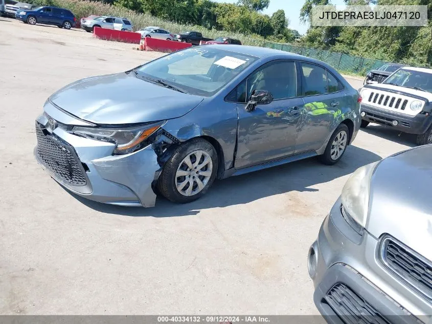 2020 Toyota Corolla Le VIN: JTDEPRAE3LJ047120 Lot: 40334132