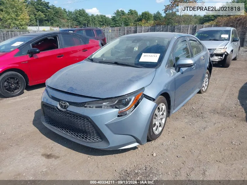 2020 Toyota Corolla Le VIN: JTDEPRAE2LJ021818 Lot: 40334211