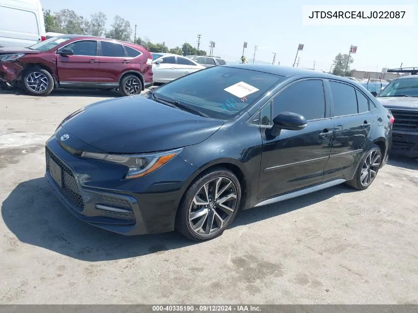 2020 Toyota Corolla Se/Night Shade VIN: JTDS4RCE4LJ022087 Lot: 40335190