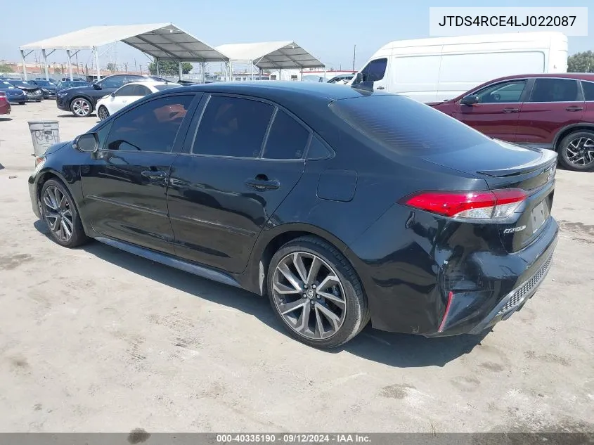 2020 Toyota Corolla Se/Night Shade VIN: JTDS4RCE4LJ022087 Lot: 40335190