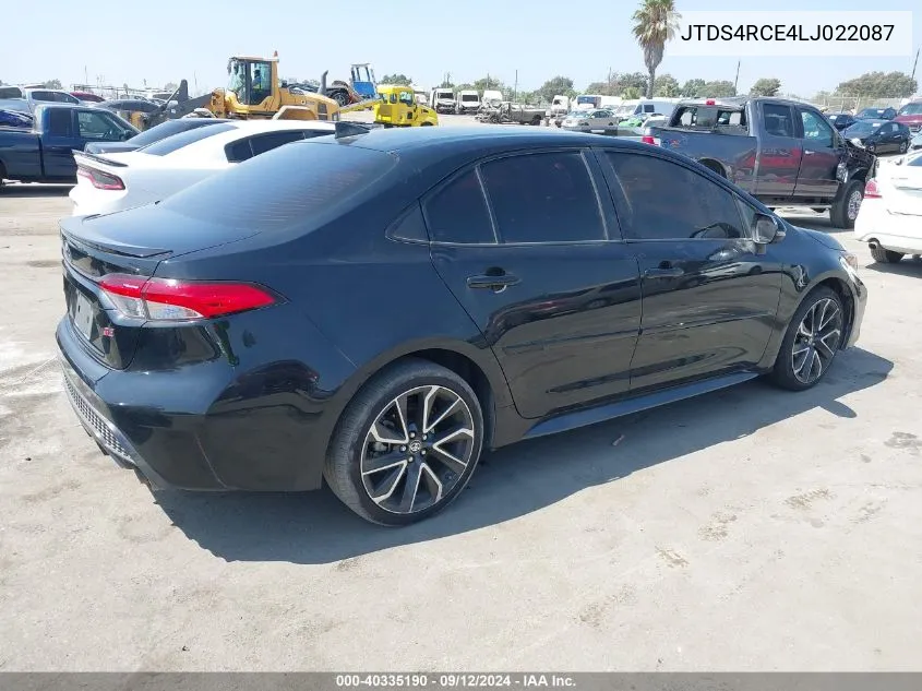 2020 Toyota Corolla Se/Night Shade VIN: JTDS4RCE4LJ022087 Lot: 40335190