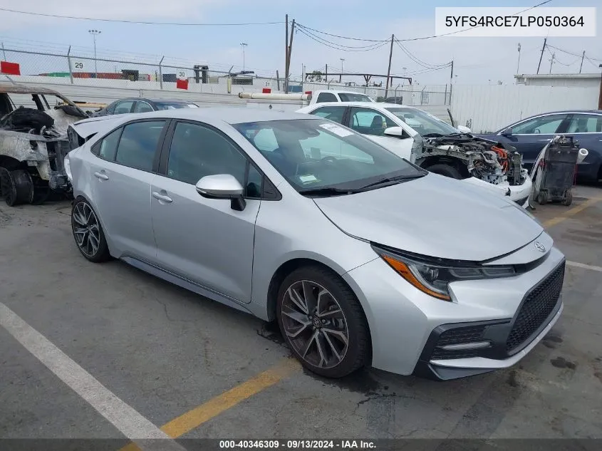 2020 Toyota Corolla Se VIN: 5YFS4RCE7LP050364 Lot: 40346309