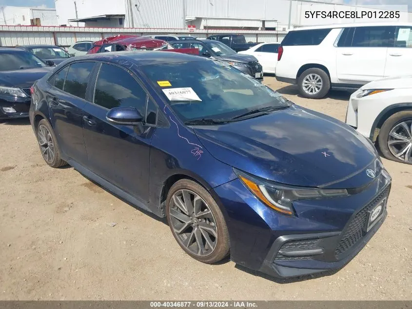 2020 Toyota Corolla Se VIN: 5YFS4RCE8LP012285 Lot: 40346877