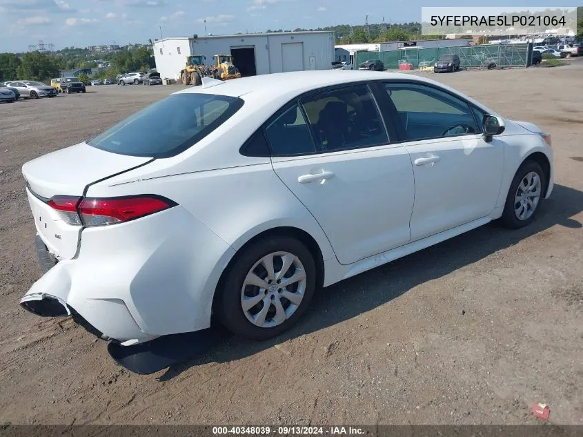 2020 Toyota Corolla Le VIN: 5YFEPRAE5LP021064 Lot: 40348039