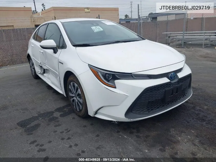 2020 Toyota Corolla Hybrid Le VIN: JTDEBRBE0LJ029719 Lot: 40349925