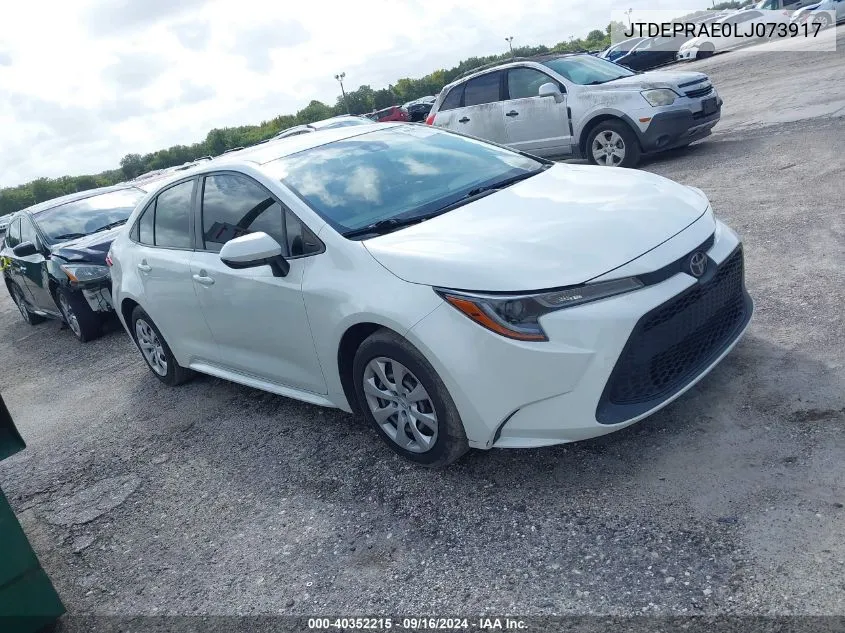 2020 Toyota Corolla Le VIN: JTDEPRAE0LJ073917 Lot: 40352215