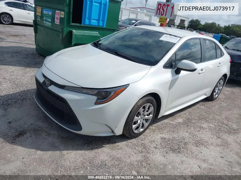 2020 Toyota Corolla Le VIN: JTDEPRAE0LJ073917 Lot: 40352215