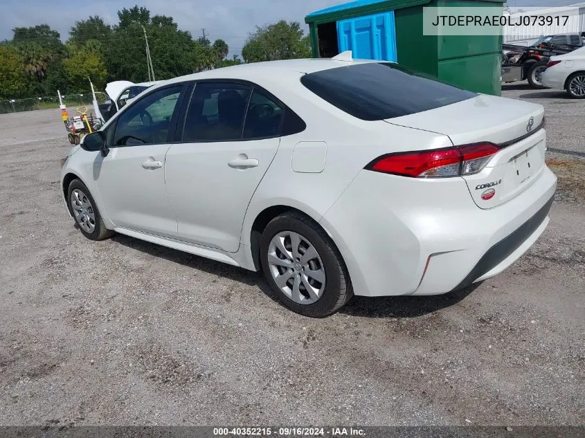 2020 Toyota Corolla Le VIN: JTDEPRAE0LJ073917 Lot: 40352215