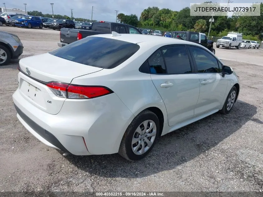 2020 Toyota Corolla Le VIN: JTDEPRAE0LJ073917 Lot: 40352215