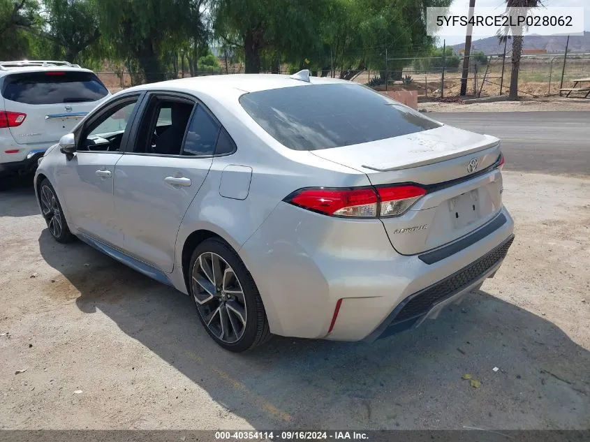 2020 Toyota Corolla Se VIN: 5YFS4RCE2LP028062 Lot: 40354114