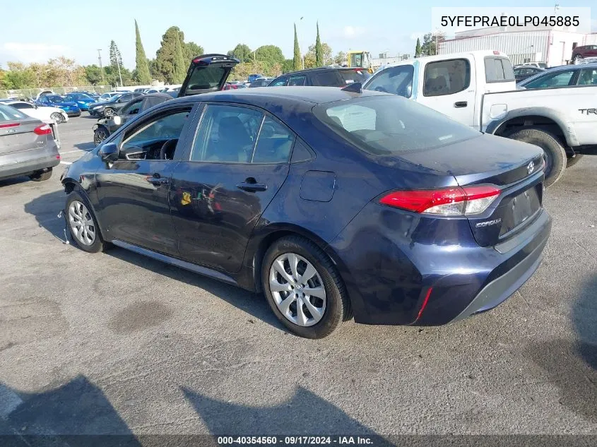 2020 Toyota Corolla Le VIN: 5YFEPRAE0LP045885 Lot: 40354560