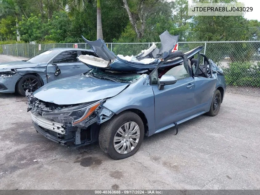 2020 Toyota Corolla Le VIN: JTDEPRAE8LJ043029 Lot: 40363688