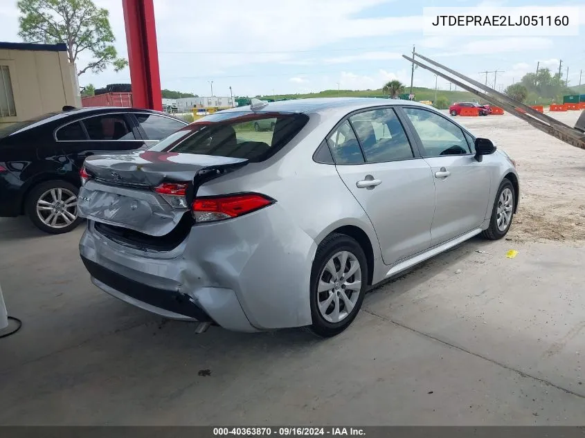 2020 Toyota Corolla Le VIN: JTDEPRAE2LJ051160 Lot: 40363870