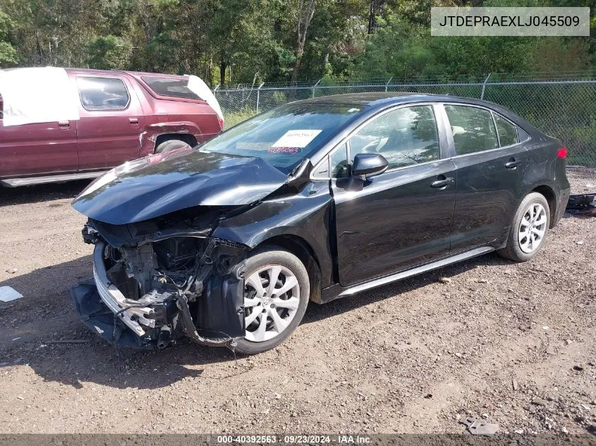 2020 Toyota Corolla Le VIN: JTDEPRAEXLJ045509 Lot: 40392563