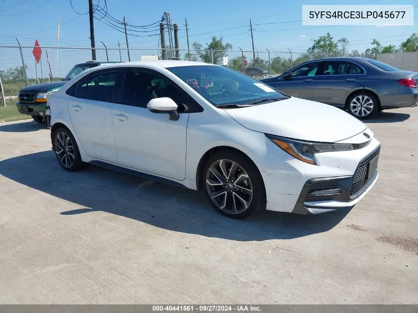 2020 Toyota Corolla Se VIN: 5YFS4RCE3LP045677 Lot: 40441561