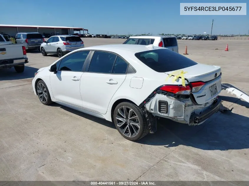 2020 Toyota Corolla Se VIN: 5YFS4RCE3LP045677 Lot: 40441561