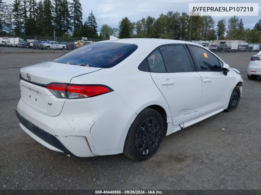 2020 Toyota Corolla Le VIN: 5YFEPRAE9LP107218 Lot: 40448985