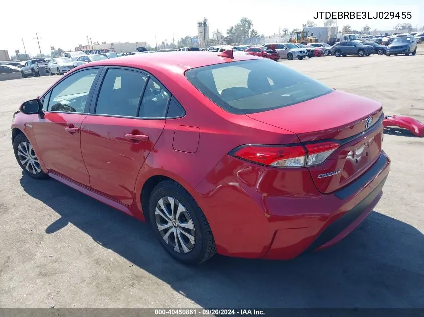 2020 Toyota Corolla Hybrid Le VIN: JTDEBRBE3LJ029455 Lot: 40450881