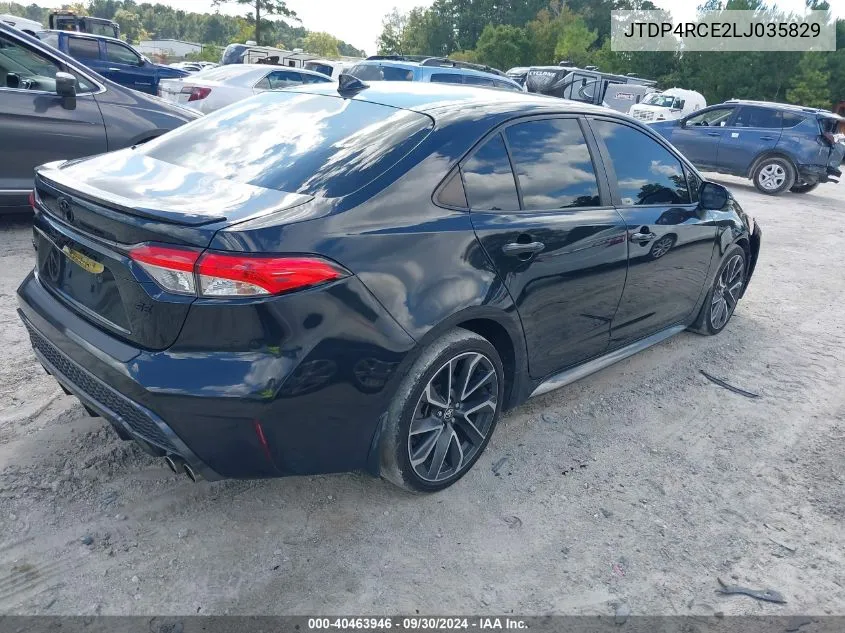 2020 Toyota Corolla Se VIN: JTDP4RCE2LJ035829 Lot: 40463946