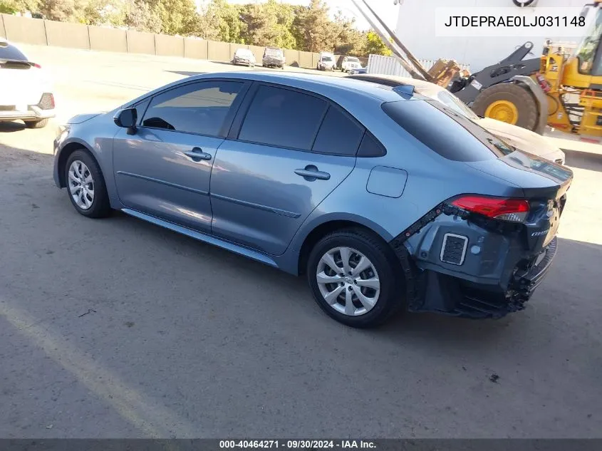 2020 Toyota Corolla Le VIN: JTDEPRAE0LJ031148 Lot: 40464271