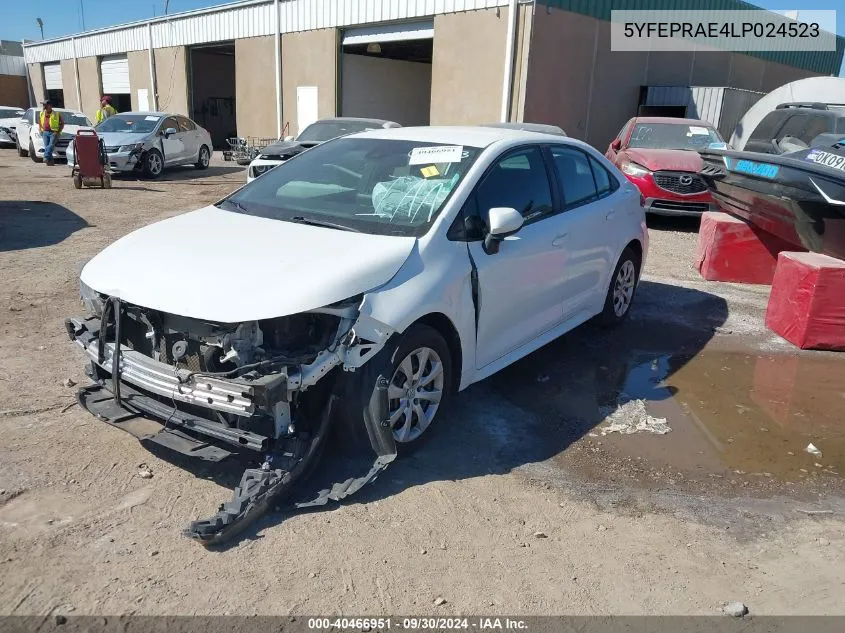 2020 Toyota Corolla Le VIN: 5YFEPRAE4LP024523 Lot: 40466951