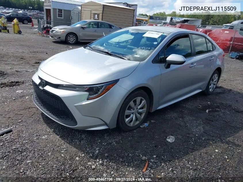 2020 Toyota Corolla Le VIN: JTDEPRAEXLJ115509 Lot: 40467706