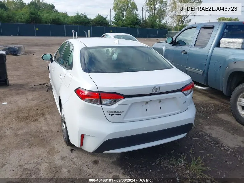 2020 Toyota Corolla Le VIN: JTDEPRAE2LJ043723 Lot: 40468101