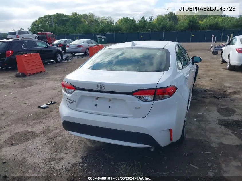 2020 Toyota Corolla Le VIN: JTDEPRAE2LJ043723 Lot: 40468101