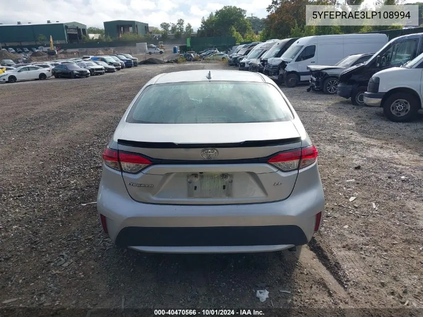 2020 Toyota Corolla Le VIN: 5YFEPRAE3LP108994 Lot: 40470566