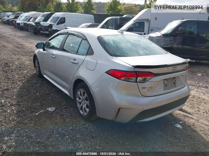 5YFEPRAE3LP108994 2020 Toyota Corolla Le