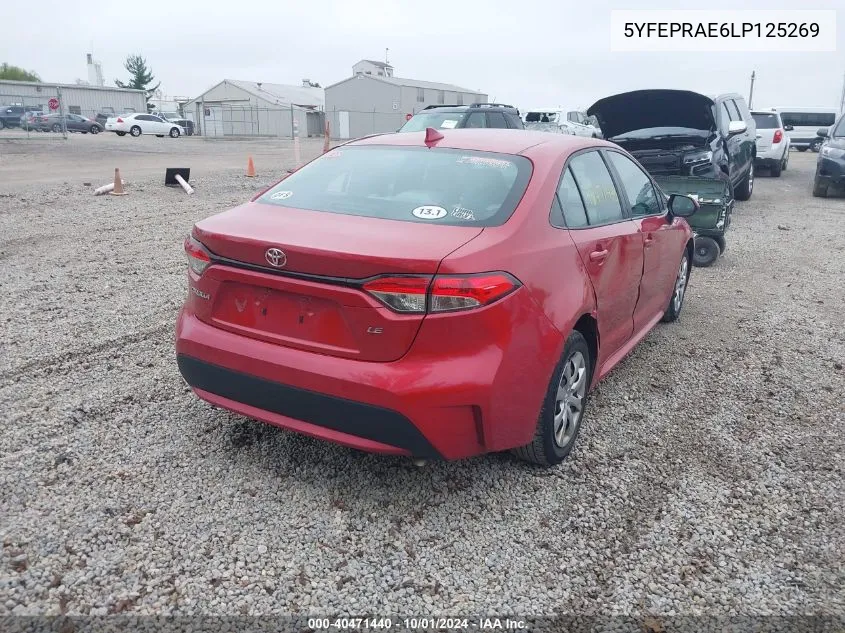 2020 Toyota Corolla Le VIN: 5YFEPRAE6LP125269 Lot: 40471440