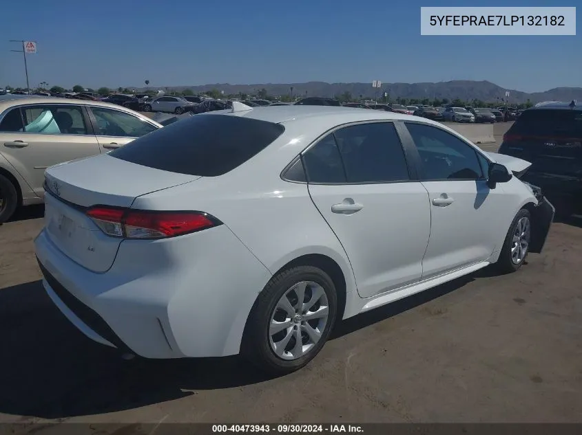 2020 Toyota Corolla Le VIN: 5YFEPRAE7LP132182 Lot: 40473943