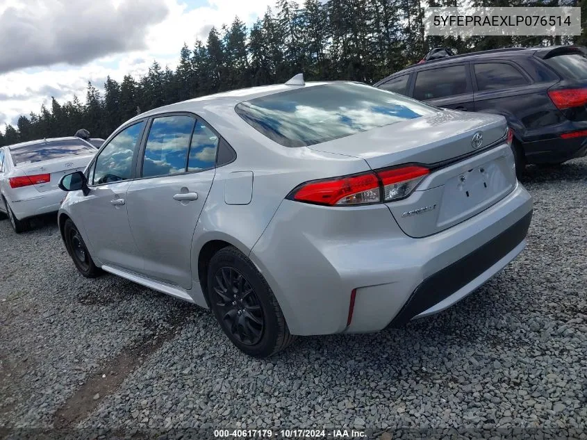 2020 Toyota Corolla Le VIN: 5YFEPRAEXLP076514 Lot: 40617179