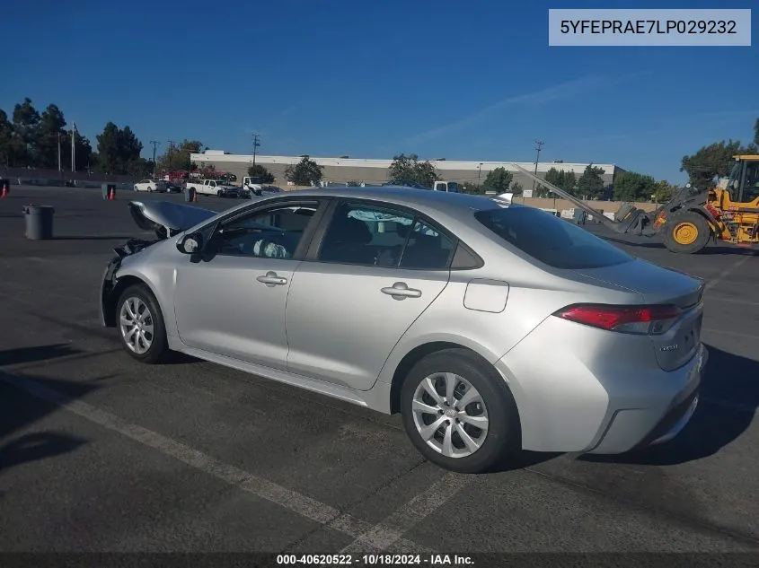 2020 Toyota Corolla Le VIN: 5YFEPRAE7LP029232 Lot: 40620522