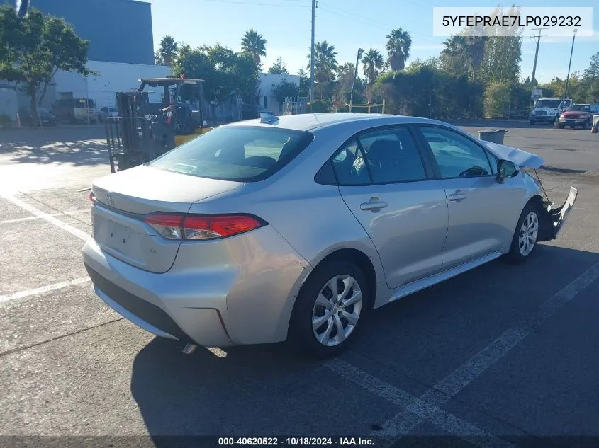 2020 Toyota Corolla Le VIN: 5YFEPRAE7LP029232 Lot: 40620522