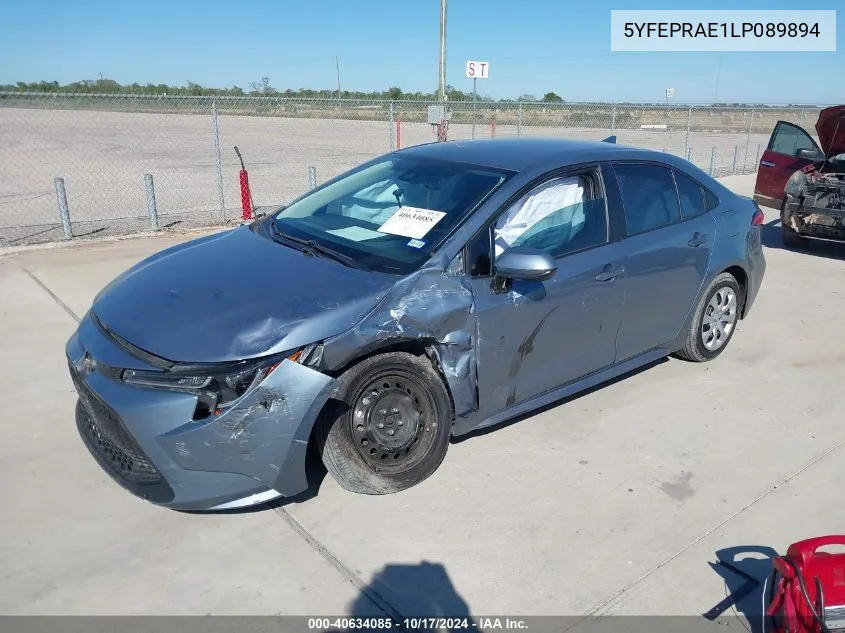 2020 Toyota Corolla Le VIN: 5YFEPRAE1LP089894 Lot: 40634085