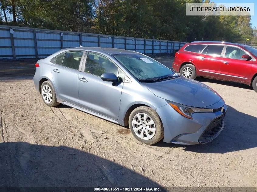 2020 Toyota Corolla Le VIN: JTDEPRAE0LJ060696 Lot: 40651651