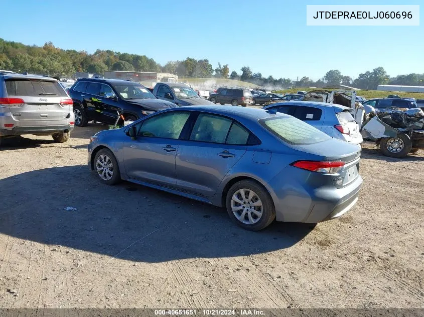 2020 Toyota Corolla Le VIN: JTDEPRAE0LJ060696 Lot: 40651651